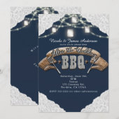 NA DE BRUILOFT BBQ Blue Mason Jar Lights & Lace Kaart (Voorkant / Achterkant)
