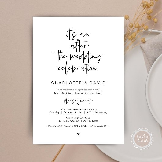 Na de bruiloft, Black, Elopement Party Kaart