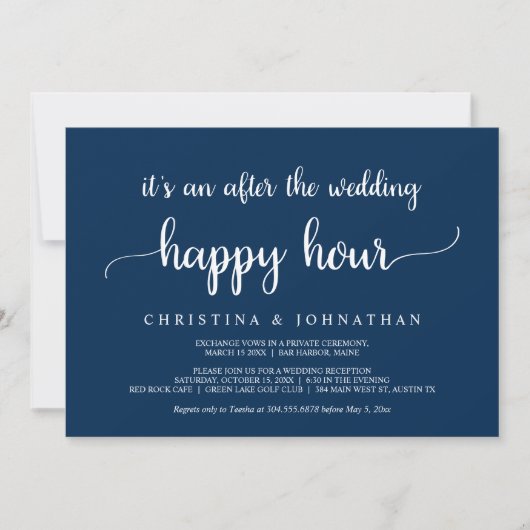 Na de bruiloft Happy Hour, Rustic Elopement Uitnod Kaart (Voorkant)