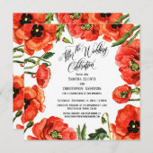 Na de Bruiloftsfeier Rode Klaprozen Krans Kaart (Voorkant / Achterkant)