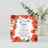 Na de Bruiloftsfeier Rode Klaprozen Krans Kaart (Staand voorkant)