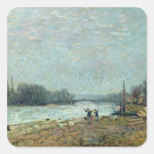 Na de dooi, de zegen in de Suresnes-brug Vierkante Sticker