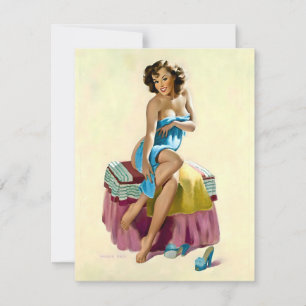 Na de douche Pin-Up Girl Vaughan Alden Bass Feestdagenkaart