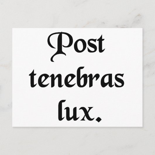 Na de duisternis, licht. briefkaart (Voorkant)