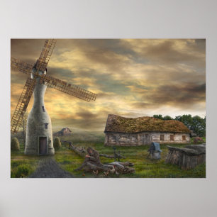 Na de laatste horizon   Digitale surrealistische k Poster