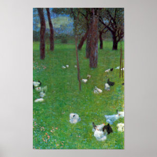Na de regen, tuinkippen door Gustav Klimt Poster