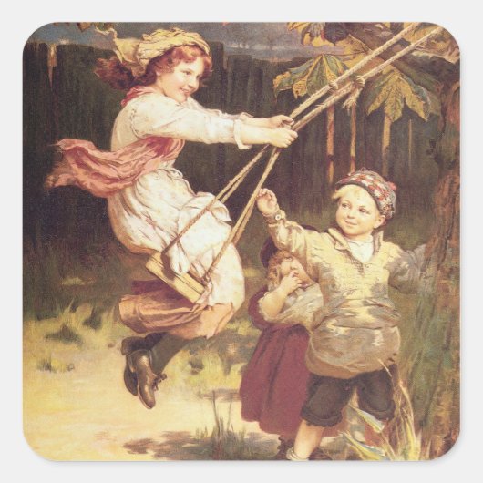 Na de school vierkante sticker (Voorkant)