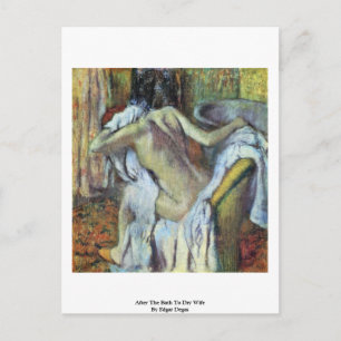 Na het Bad om Vrouw door Edgar Degas te drogen Briefkaart