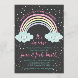 Na het Storm komt regenboog | Twins Baby shower Kaart