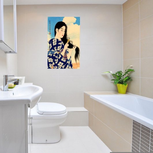 Na het wassen van haar haar haar haar naar Shinsui Poster