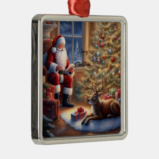 Na het werk - Sinterklaas en zijn rendieren Metalen Ornament (Rechts)