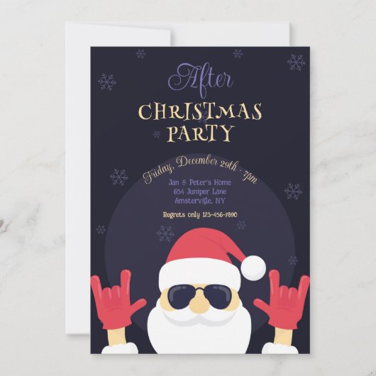 Na Kerstmis Santa Party Kaart (Voorkant)