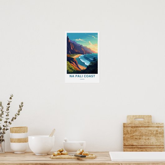 Na Pali Coast Hawaii Reisposter Poster (Keuken)