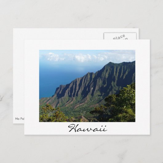 Na Pali Coast on Hawaï white text briefkaart (Voorkant / Achterkant)