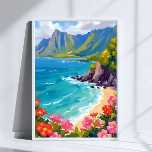 Na Pali-kust Kauai Hawaï kustlijn Schilderij Poster