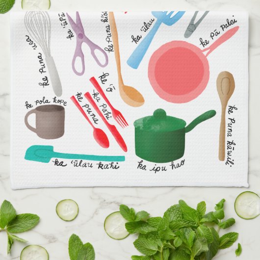 Nā Pono Lumi Kuke in het wit Theedoek (Gevouwen)