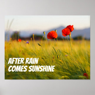 Na regen komt zonneschijn wijsheid zeggende poster