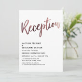 Na Trouw Typografie Roze Goud Ontvangst Kaart (Staand voorkant)