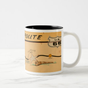 NA, VS, Arizona, Holbrook Route 66 muurschildering Tweekleurige Koffiemok