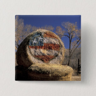 NA, VS, Colorado, Gunnison. Patriottische hooibaal Vierkante Button 5,1 Cm