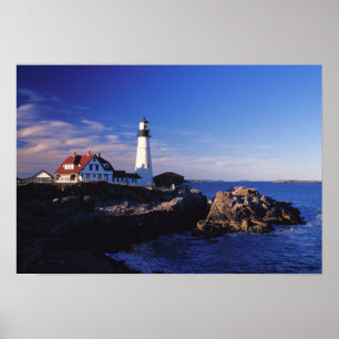 NA, VS, Maine. Portland Head vuurtoren. Poster