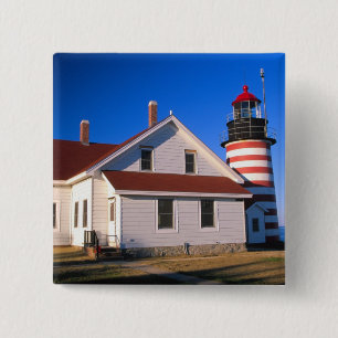 NA, VS, Maine. West Quoddy vuurtoren bij Vierkante Button 5,1 Cm