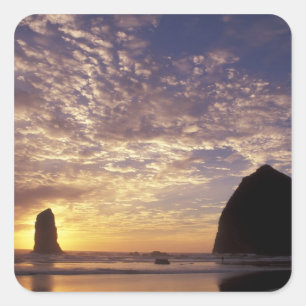 NA, VS, Oregon, Oregon Kust, Canon Beach met Vierkante Sticker