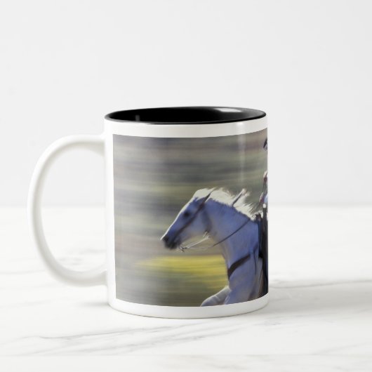 NA, VS, Oregon, Seneca, Ponderosa Ranch, Cowboy Tweekleurige Koffiemok (Links)