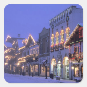 NA, VS, Washington, Leavenworth. Main Street Vierkante Sticker