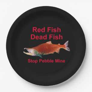 Na zalm - Stop Pebble Mine Papieren Bordje