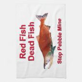 Na zalm - Stop Pebble Mine Theedoek (Verticaal)