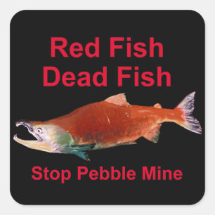 Na zalm - Stop Pebble Mine Vierkante Sticker