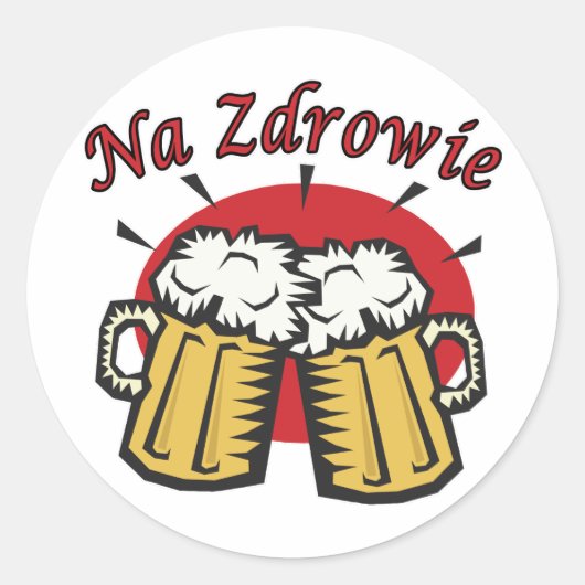Na Zdrowie Toast met Mok van bier Ronde Sticker (Voorkant)