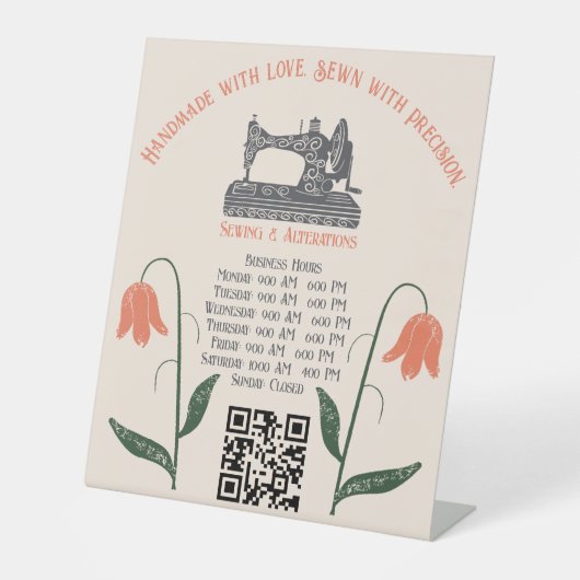 naaddruk naaimachine reclamebord met voetstuk (Voorkant)