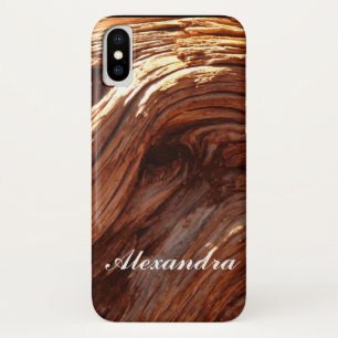naadfoto van de ringen op een boomstam iPhone x hoesje