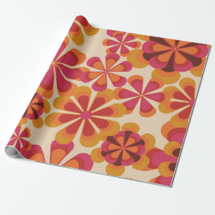 Naadloos 70s retro florale patroon met  dai cadeaupapier