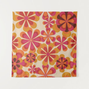 Naadloos 70s retro florale patroon met  dai wandkleed