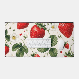 Naadloos aardbei botanisch patroon vintage stijl bureaumat