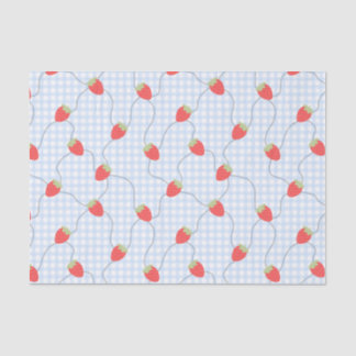 Naadloos Aardbei Gingham Patroon Tissuepapier