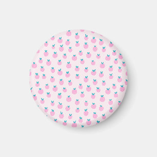 Naadloos Aardbei Patroon – Pastel Roze Cute Magneet