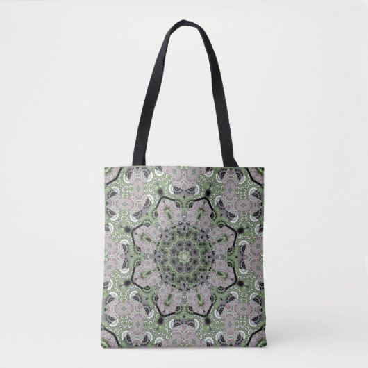 Naadloos abstract grijs siergroen deco draagtas (Voorkant)
