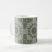 Naadloos abstract grijs siergroen deco koffiemok (Voorkant links)