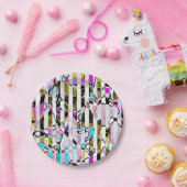 Naadloos abstract modern gestript patroon, helder  papieren bordje (Feest)