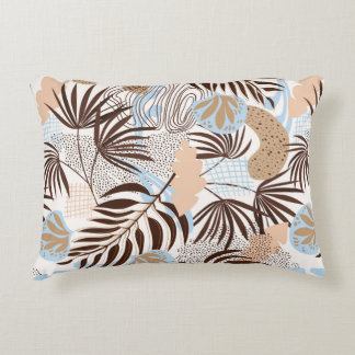 Naadloos abstract natuur patroon op witte achtergr accent kussen