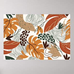 Naadloos abstract natuur patroon op witte achtergr poster