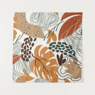 Naadloos abstract natuur patroon op witte achtergr wandkleed