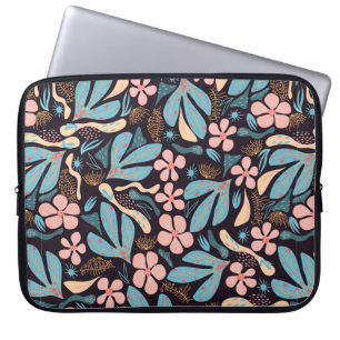 Naadloos abstract patroon, floreel motief, donkerr laptop sleeve