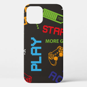 naadloos abstract patroon in pixelspelstijl. Wit iPhone 12 Hoesje