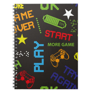 naadloos abstract patroon in pixelspelstijl. Wit Notitieboek