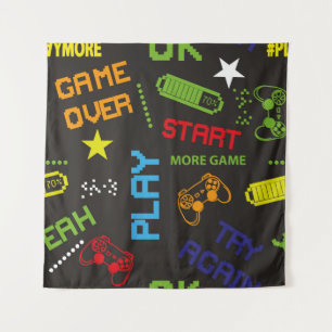 naadloos abstract patroon in pixelspelstijl. Wit Wandkleed